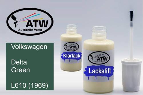 Volkswagen, Delta Green, L610 (1969): 20ml Lackstift + 20ml Klarlack - Set, von ATW Autoteile West.